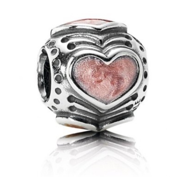 Pandora Jewelry - Pandora Sterling Silver Pink Rose Enamel Heart Bead | Love Charm